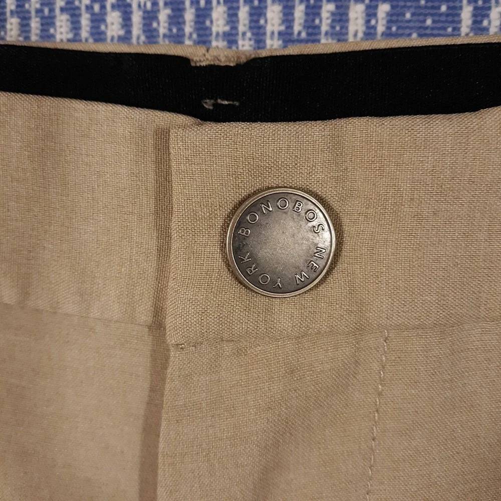Bonobos Shorts Mens 40 x 9 Beige Flat Front Golf Athletic Chino Slash Pockets